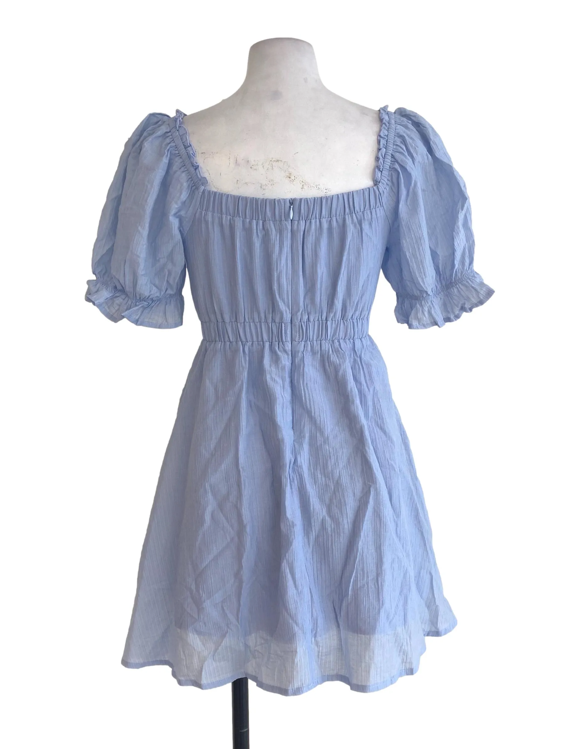 Blue Textured A Line Dress