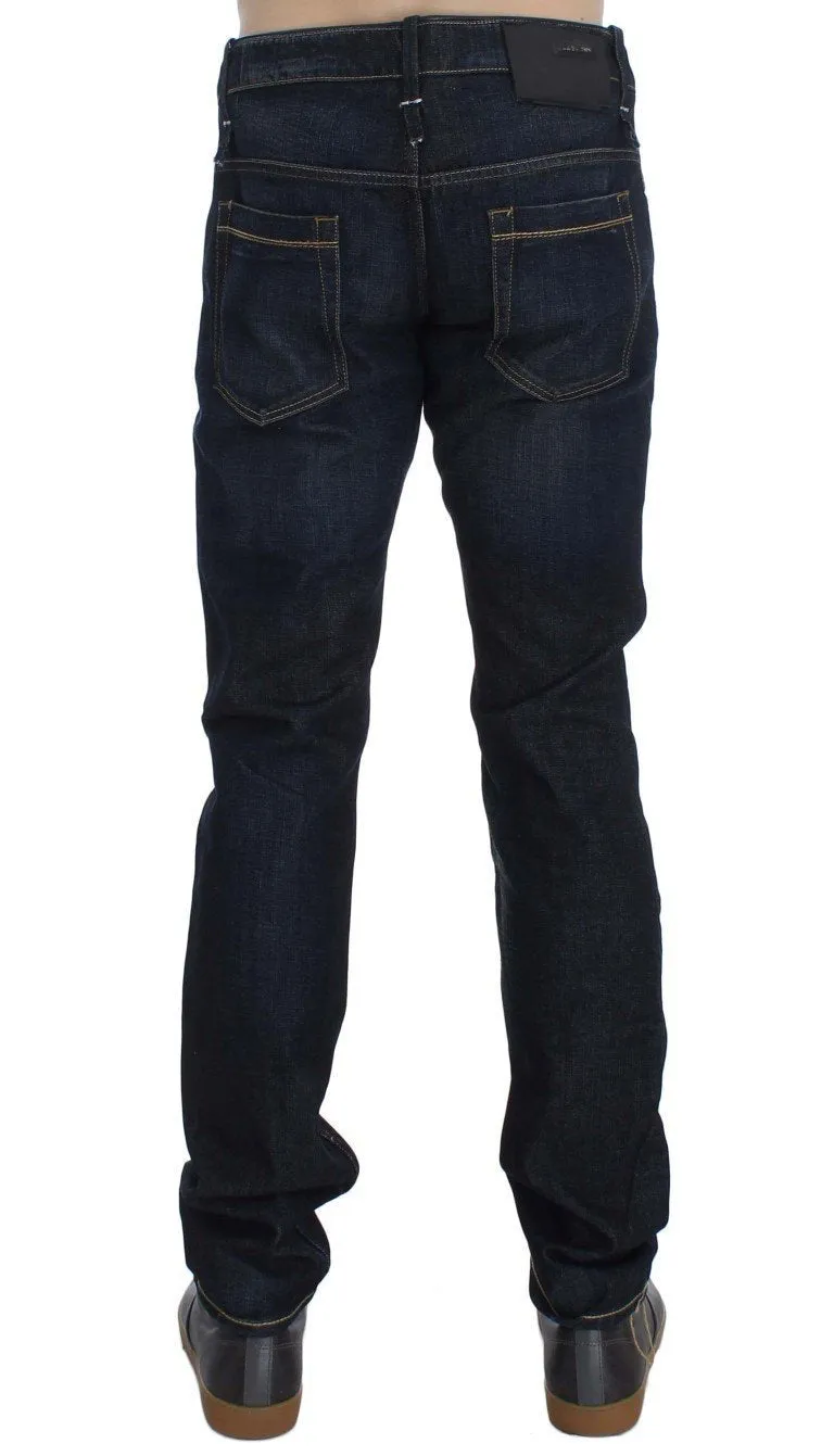 Blue Wash Cotton Denim Slim Fit Jeans