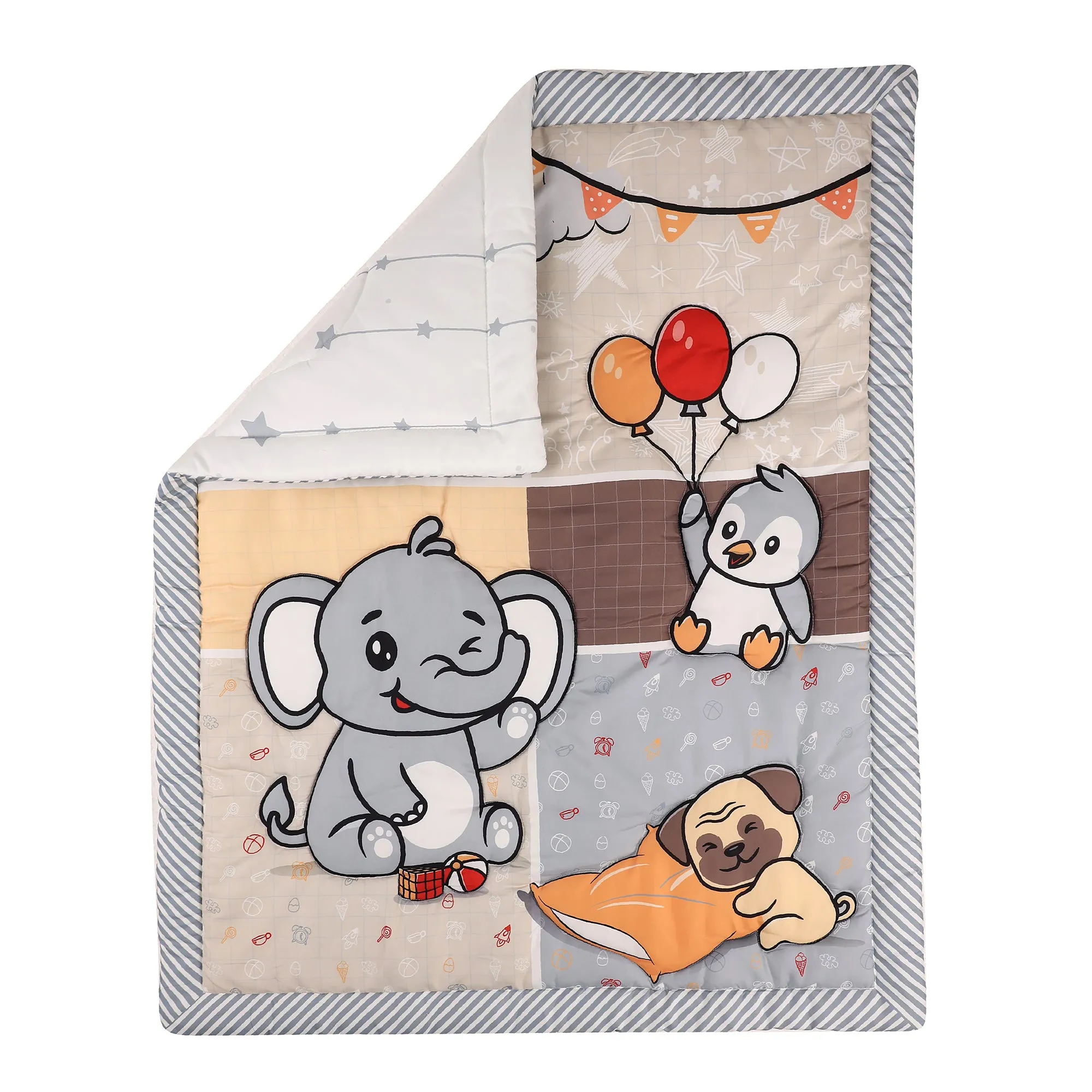 Boobeyeh 5-Piece elephant nursery crib bedding set for babies