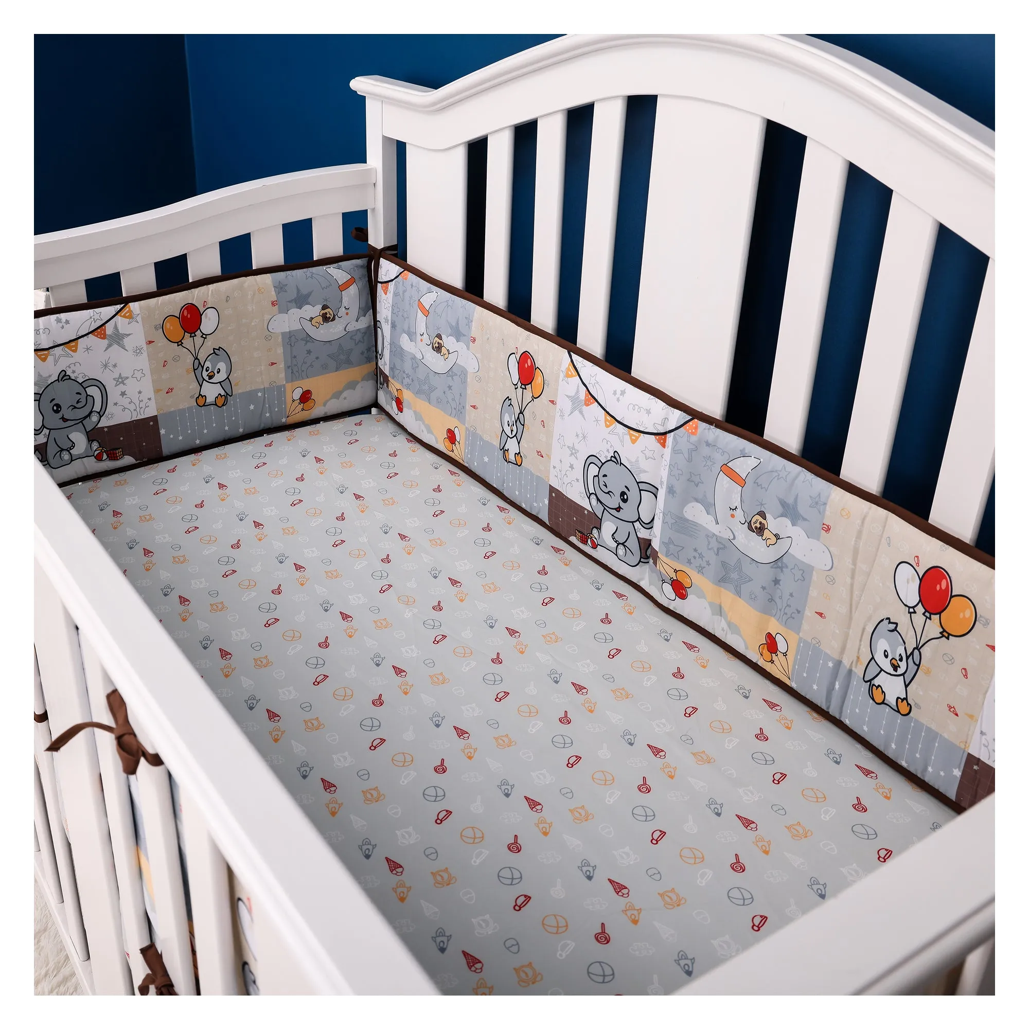 Boobeyeh 5-Piece elephant nursery crib bedding set for babies