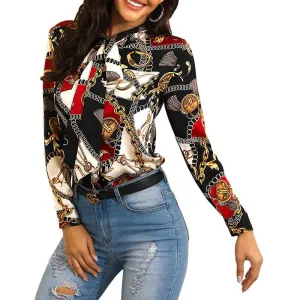 Bow Tie Chain Print Blouse