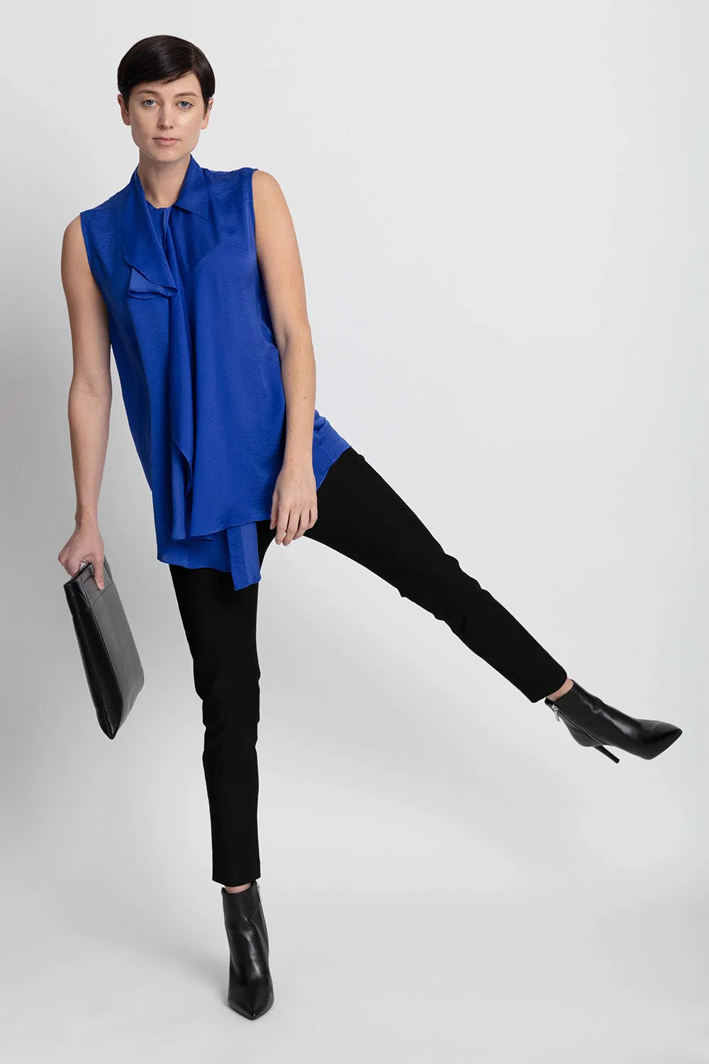 Bow Tie Work Blouse - Cobalt