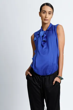 Bow Tie Work Blouse - Cobalt