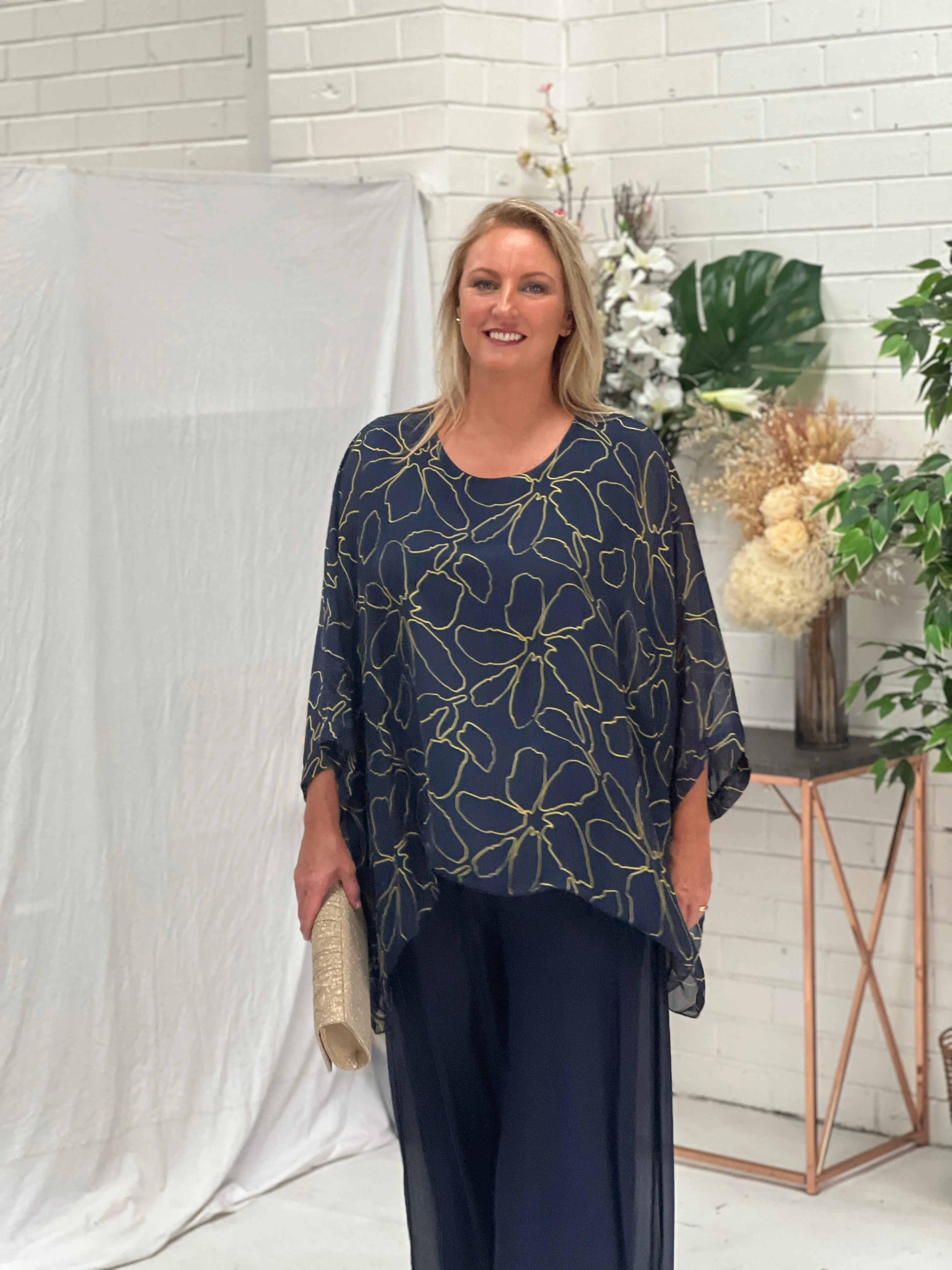 Brax Deep Blue Silk Top