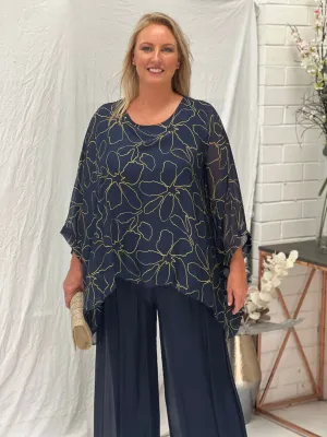 Brax Deep Blue Silk Top