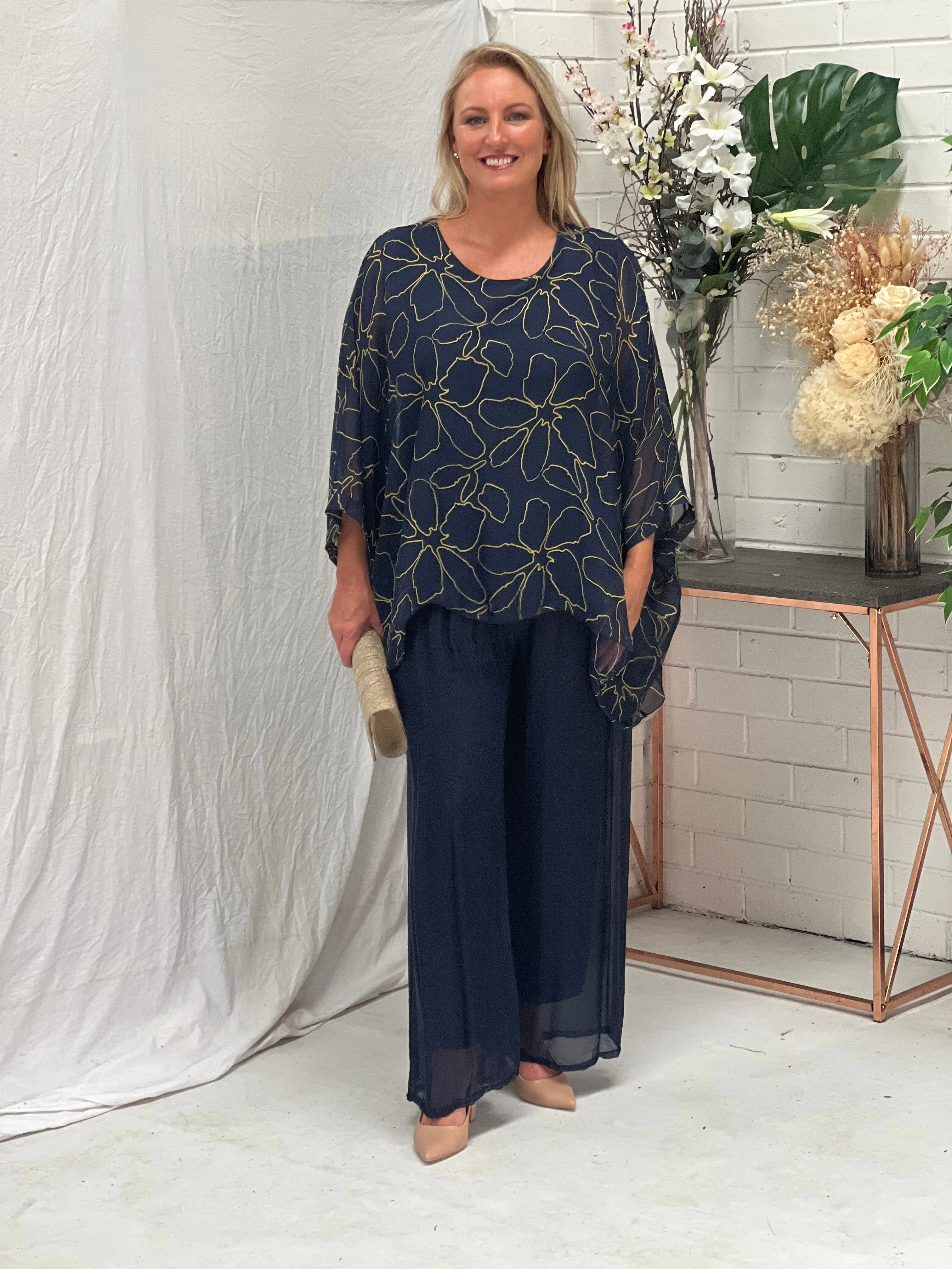 Brax Deep Blue Silk Top