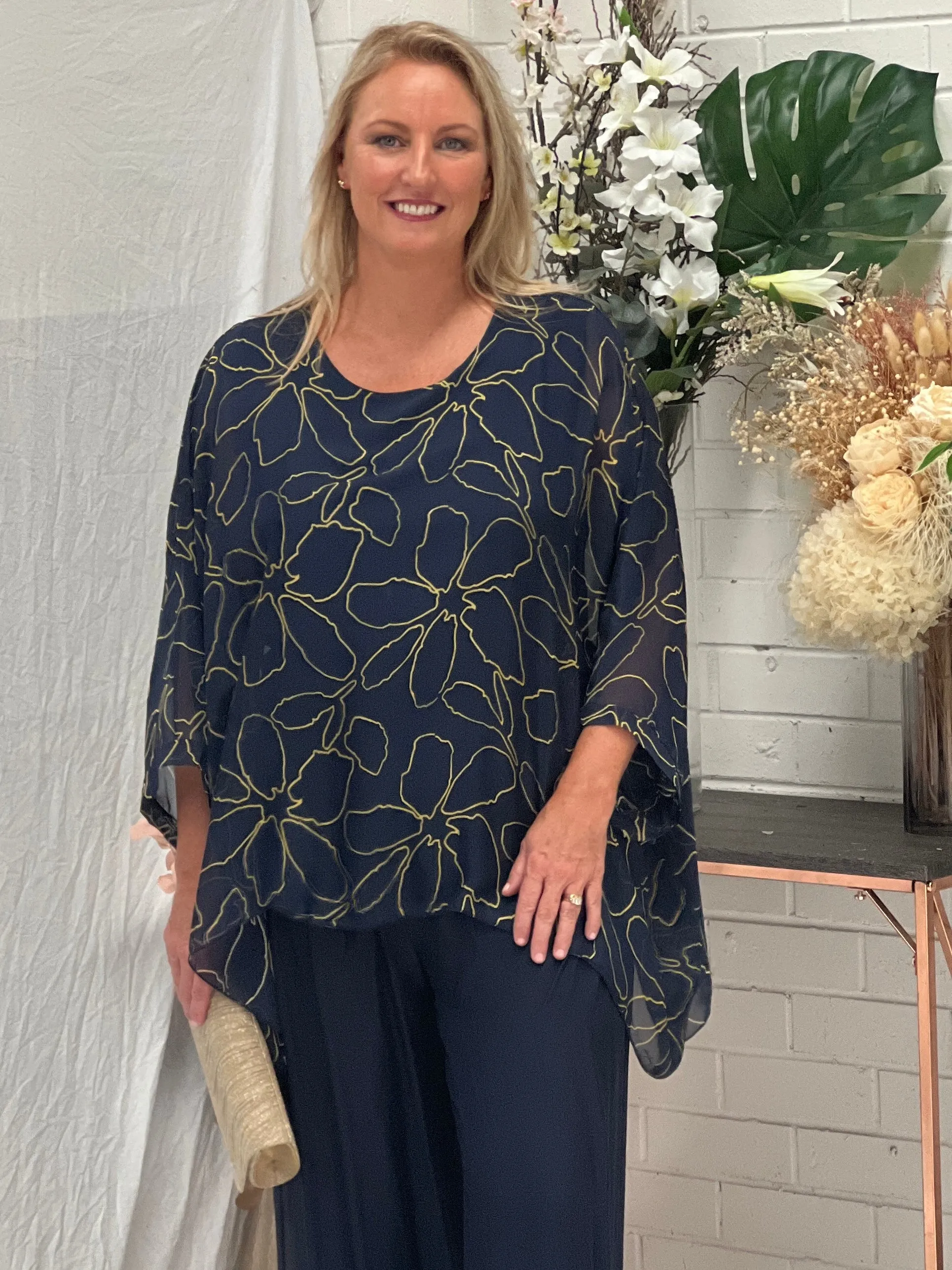 Brax Deep Blue Silk Top