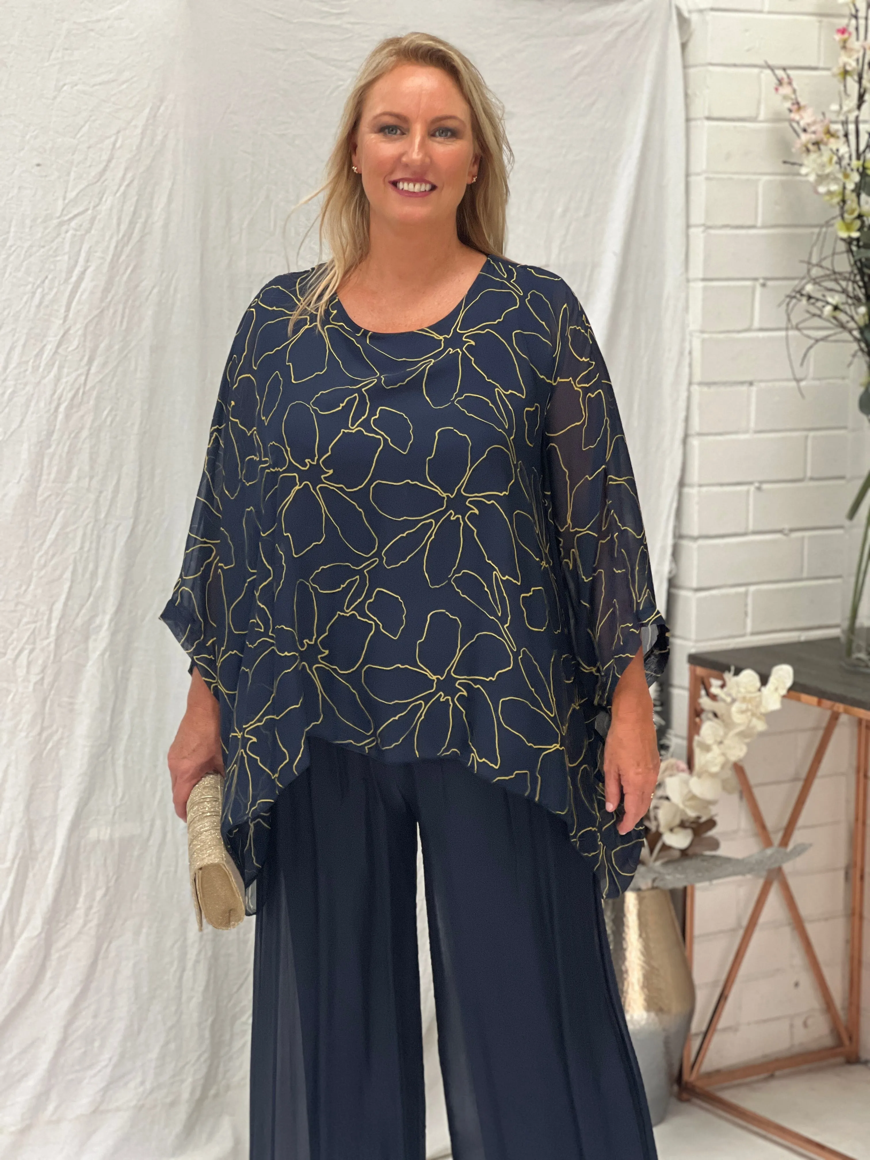 Brax Deep Blue Silk Top