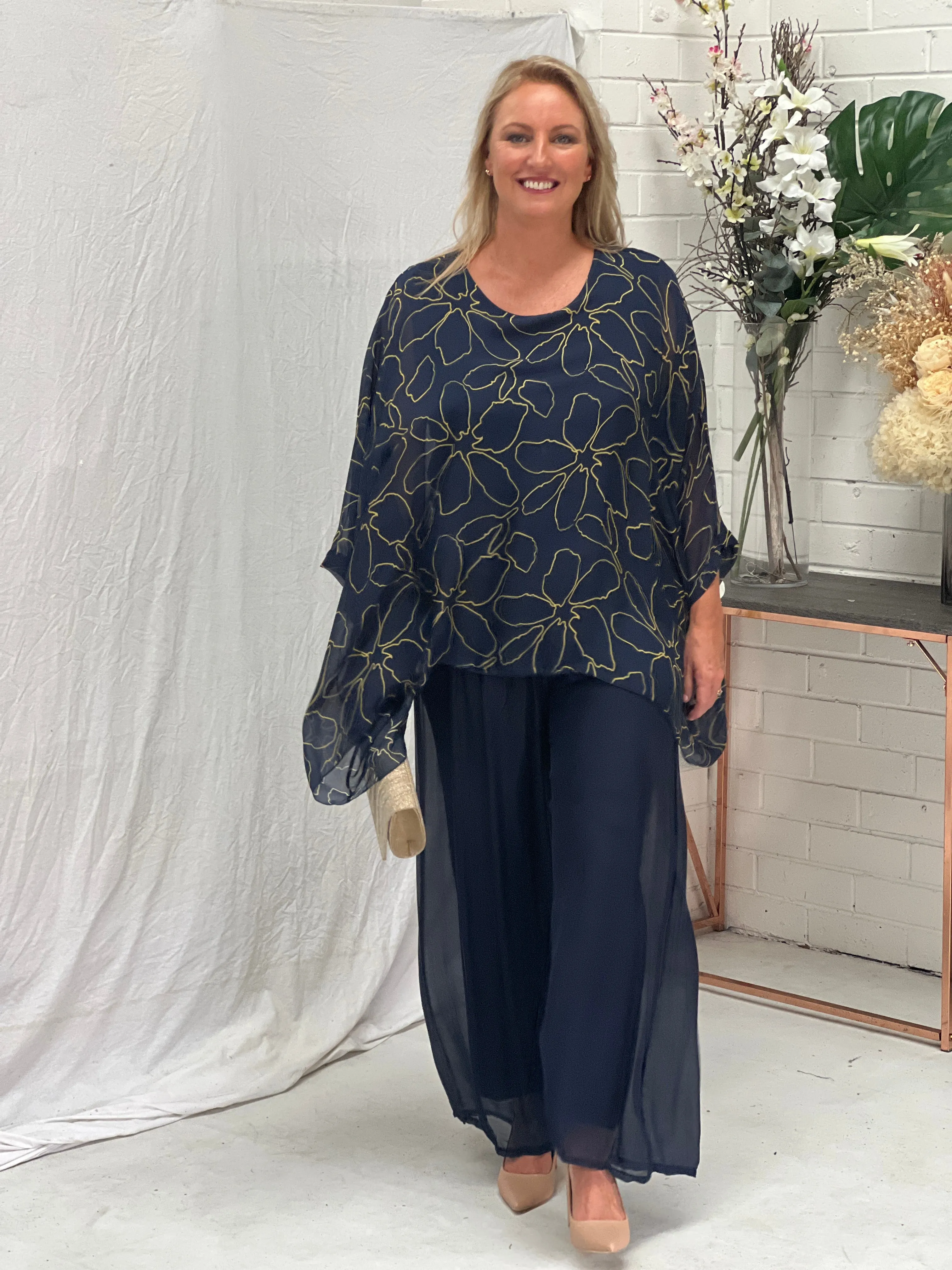 Brax Deep Blue Silk Top