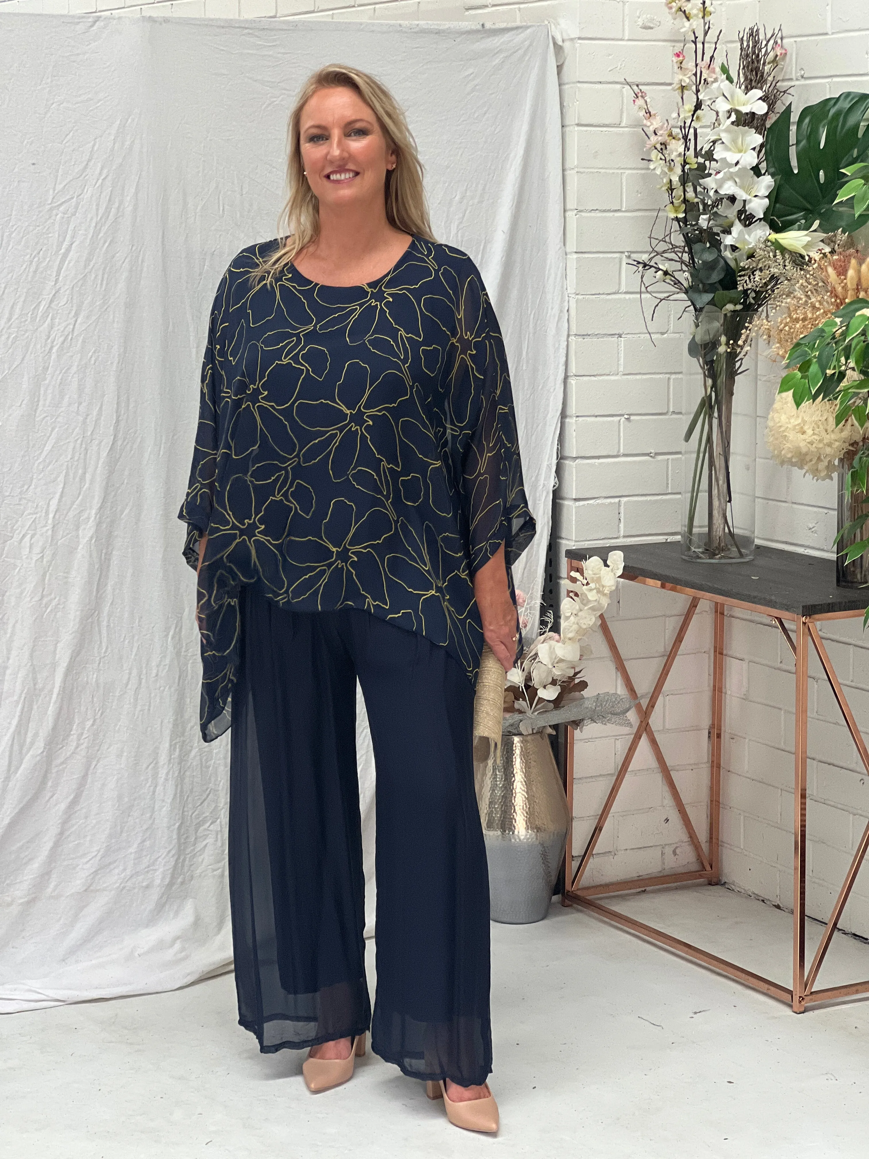Brax Deep Blue Silk Top