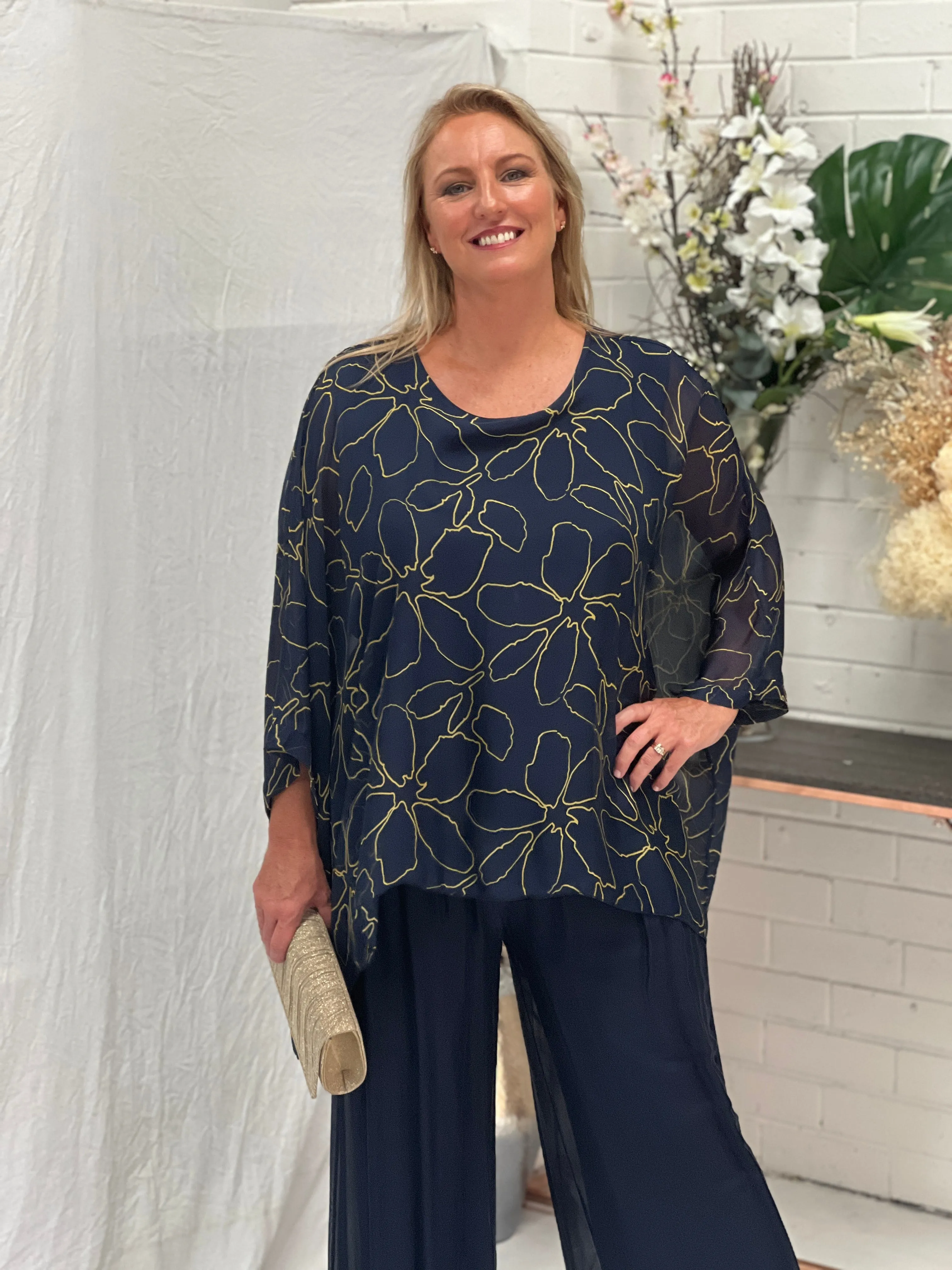 Brax Deep Blue Silk Top