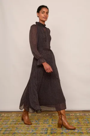 Brianna Pleat Dress - Black/Brick