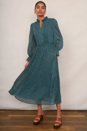 Brianna Pleat Dress - Teal