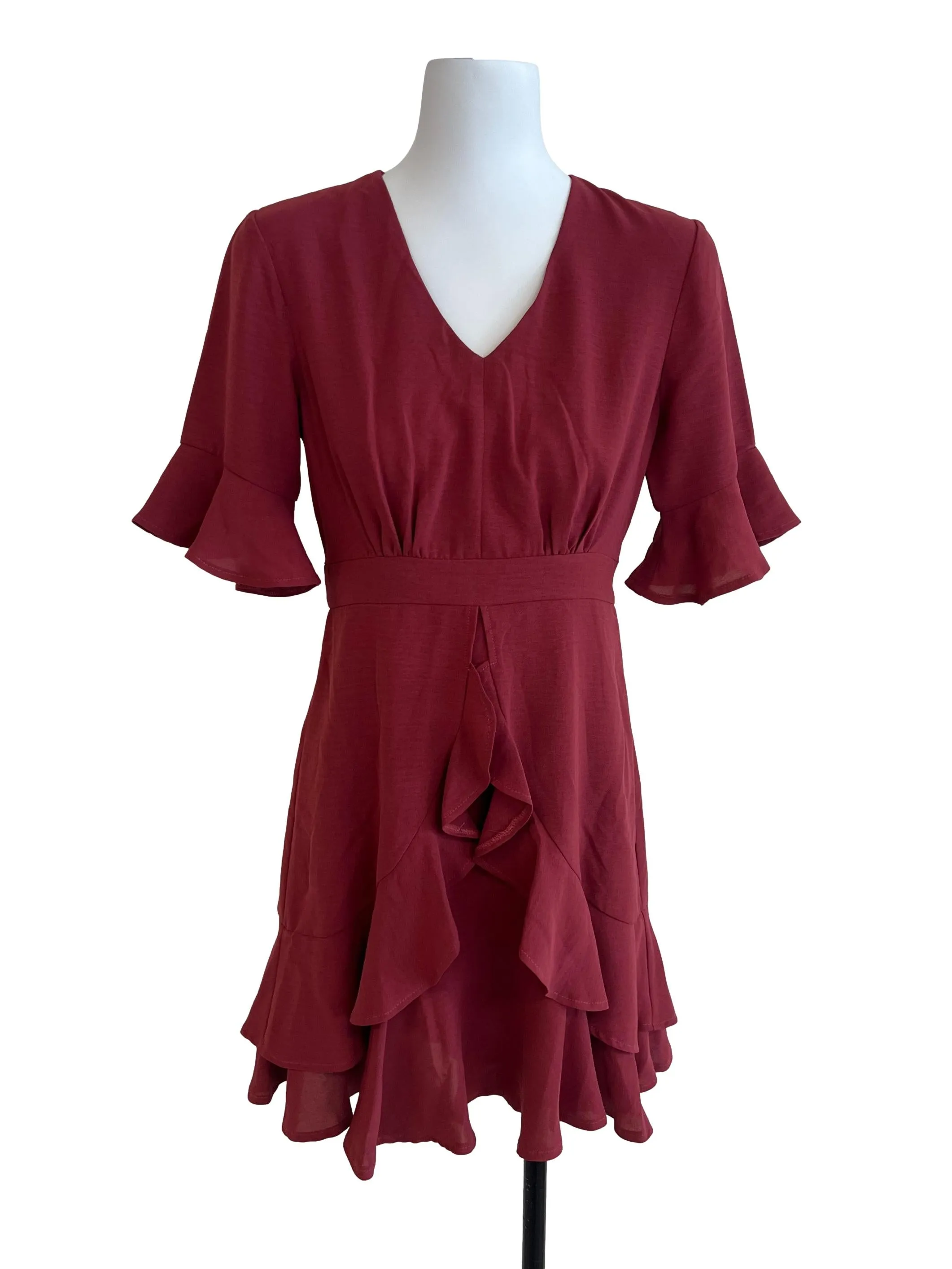Brick Red Ruffle Dress