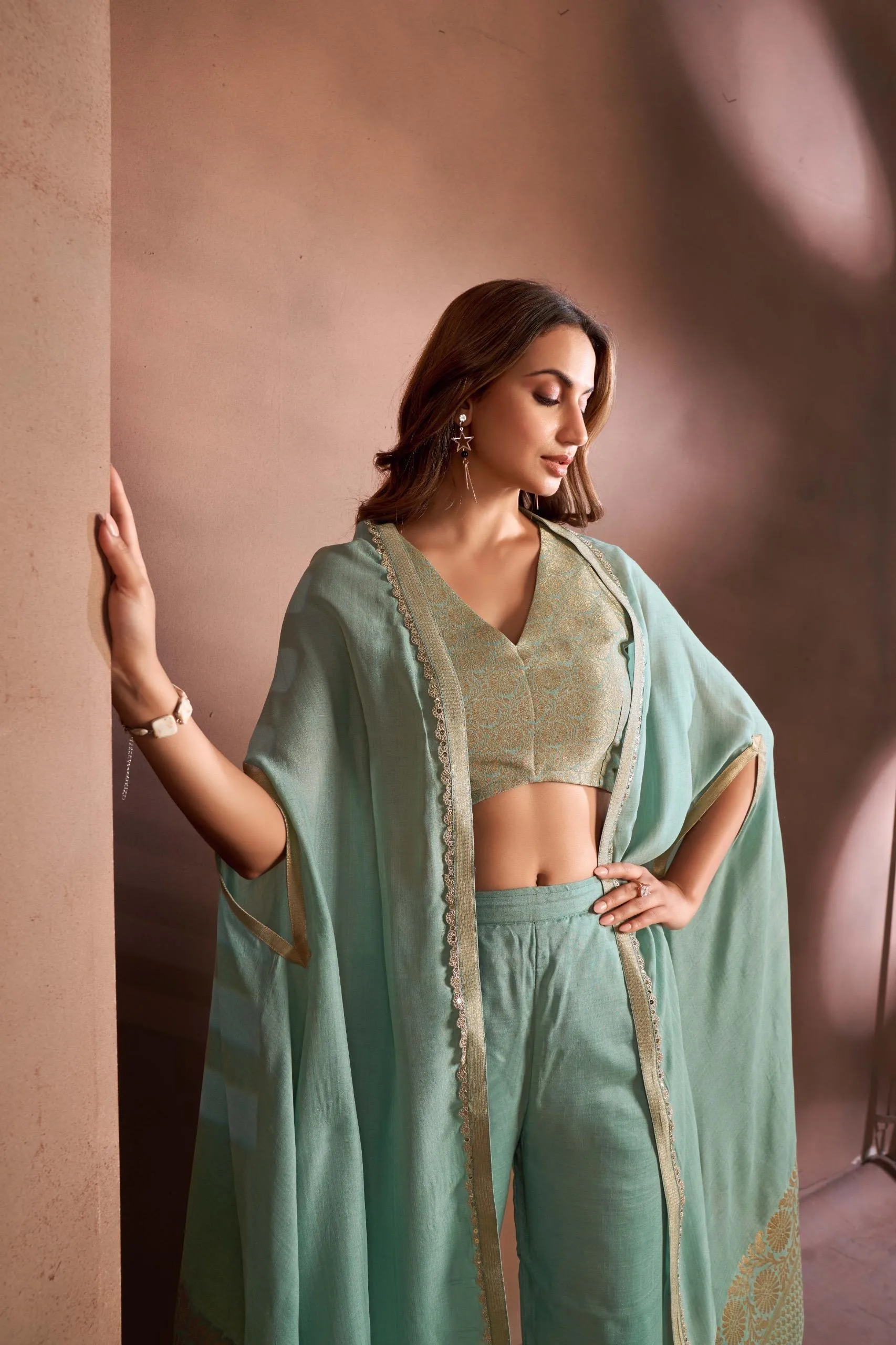 Brocade silk Indo Western Set