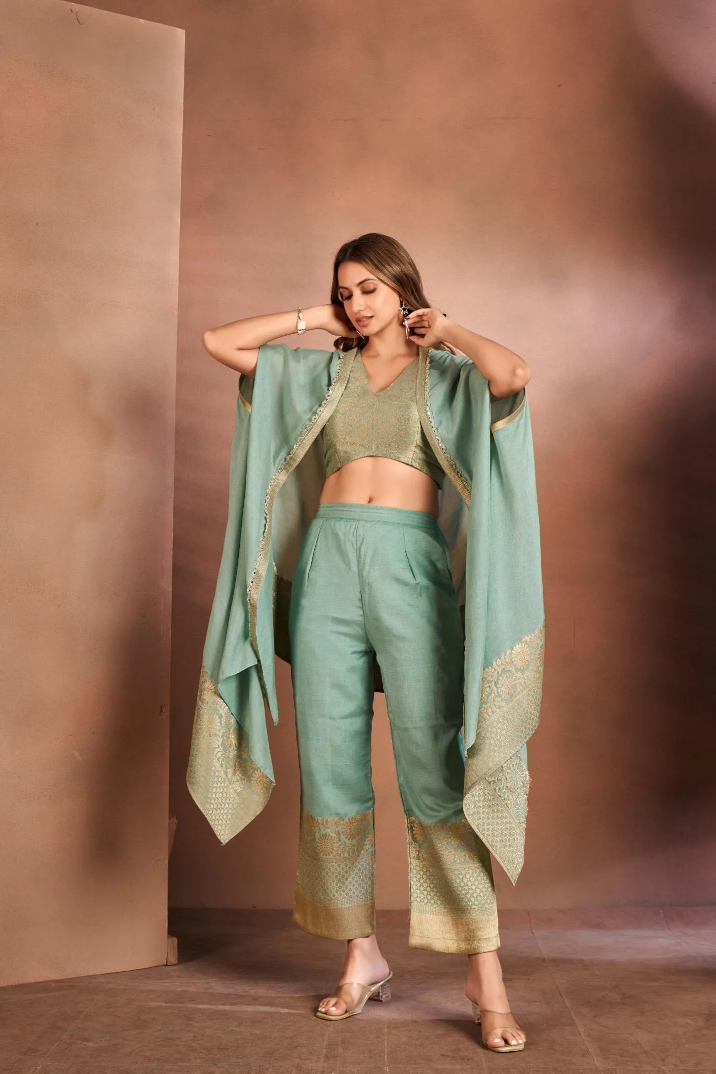 Brocade silk Indo Western Set