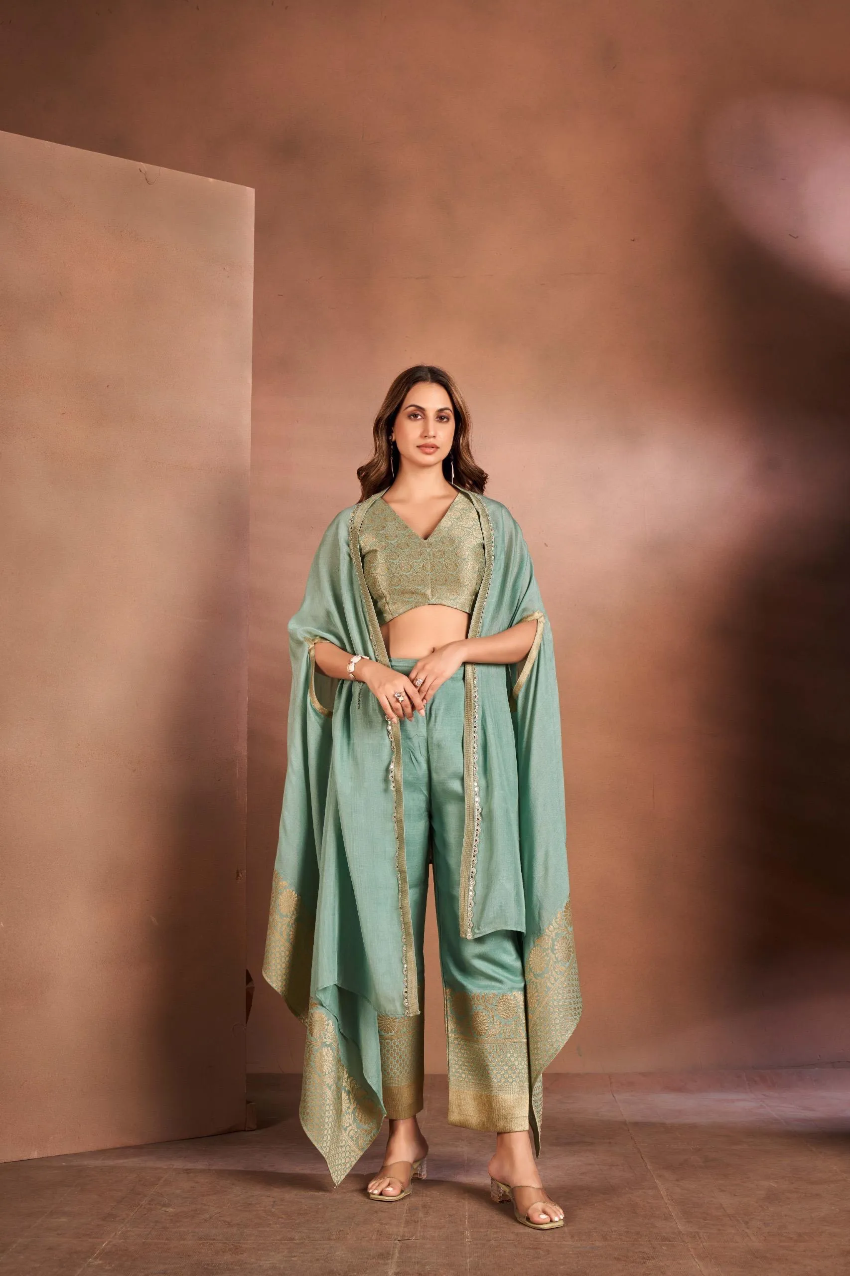 Brocade silk Indo Western Set