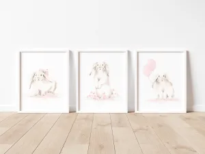 Bunny Nursery Art Prints - Sweet Blush - Set of 3