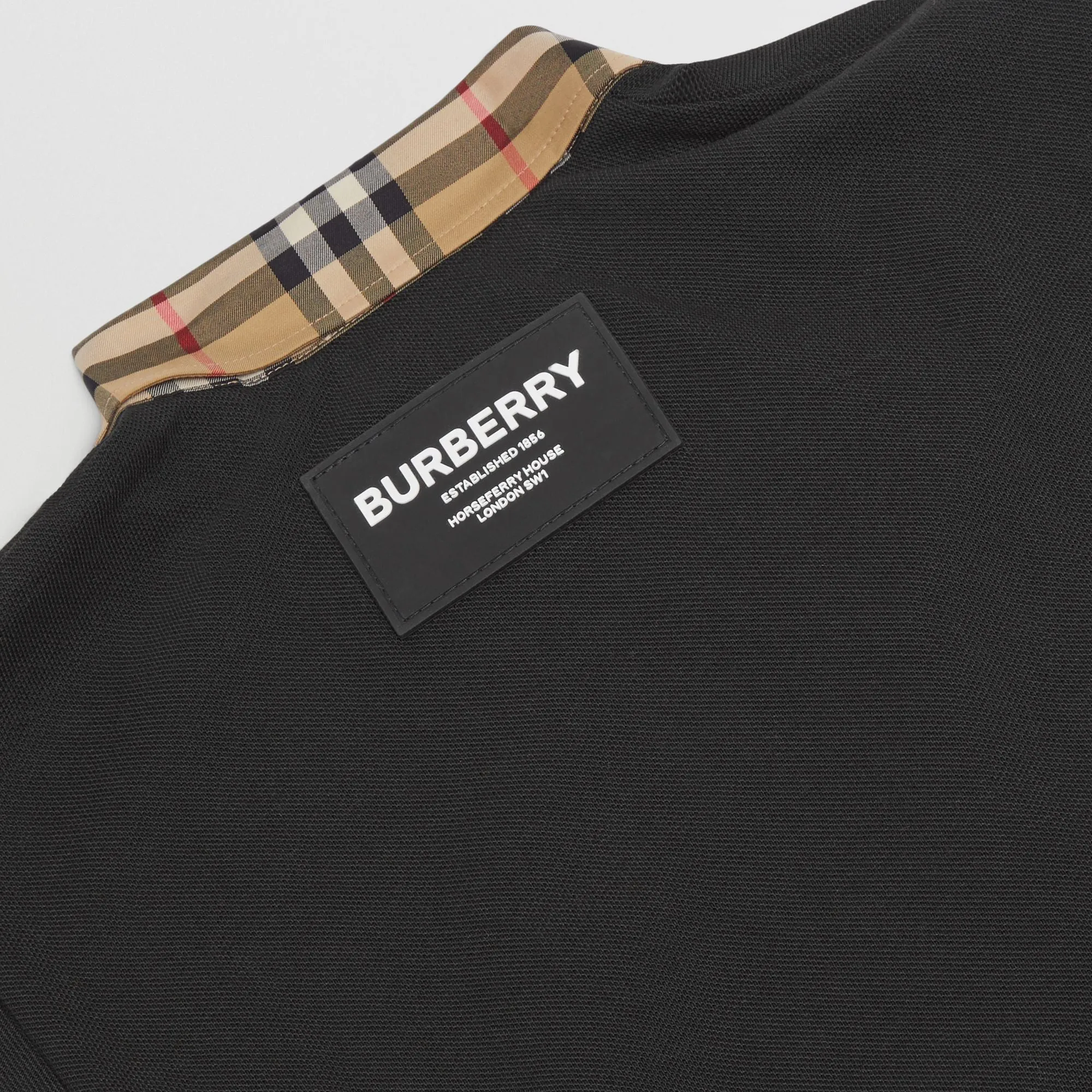 Burberry Black Vintage Check Trim Piqué Polo Dress