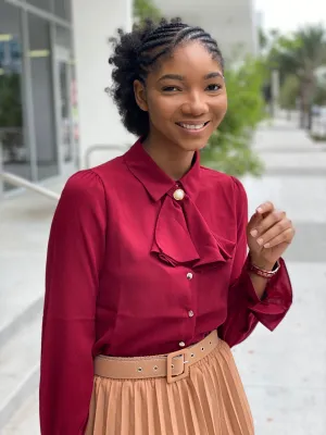 Burgundy bow Blouse