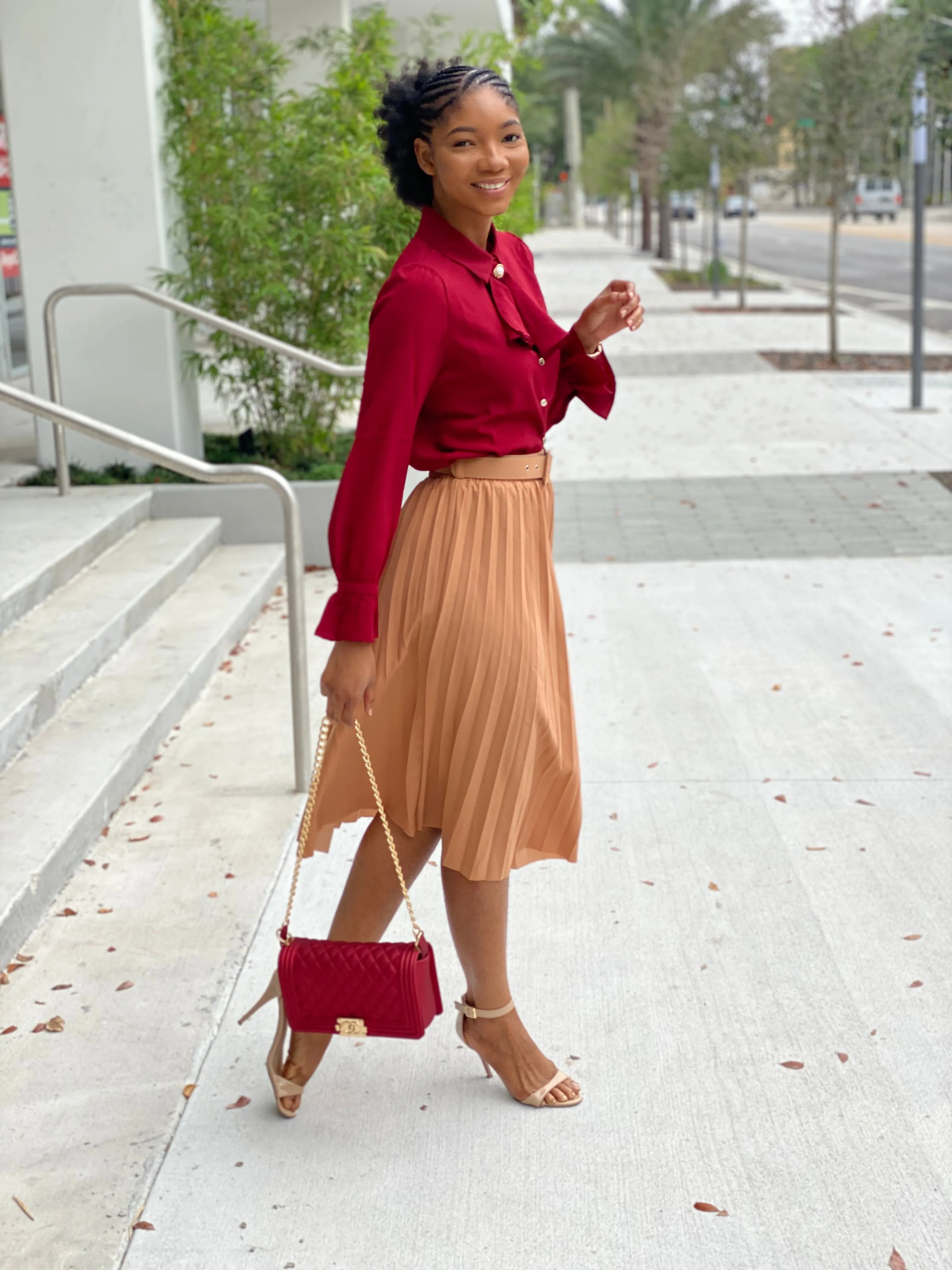Burgundy bow Blouse