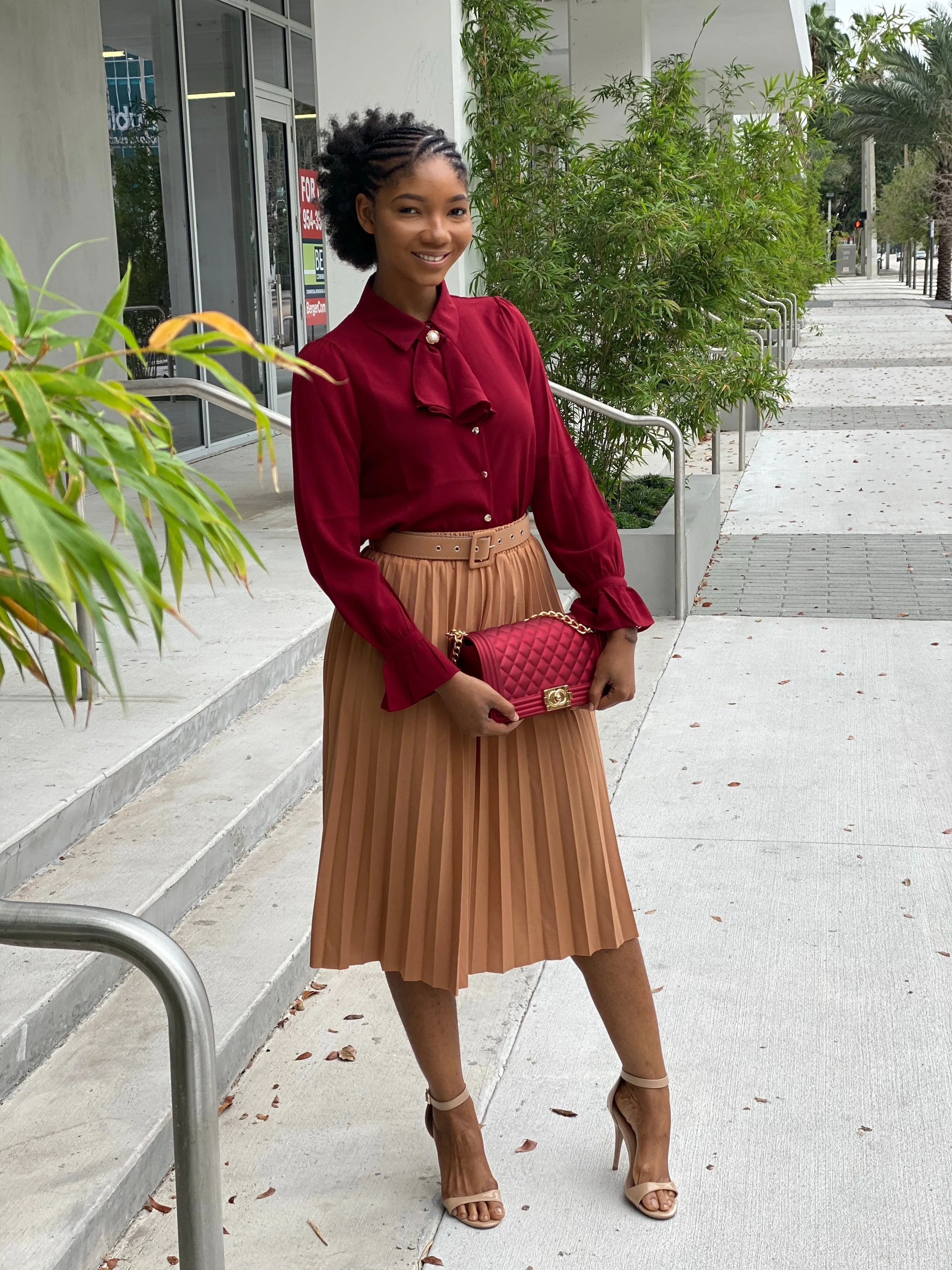 Burgundy bow Blouse