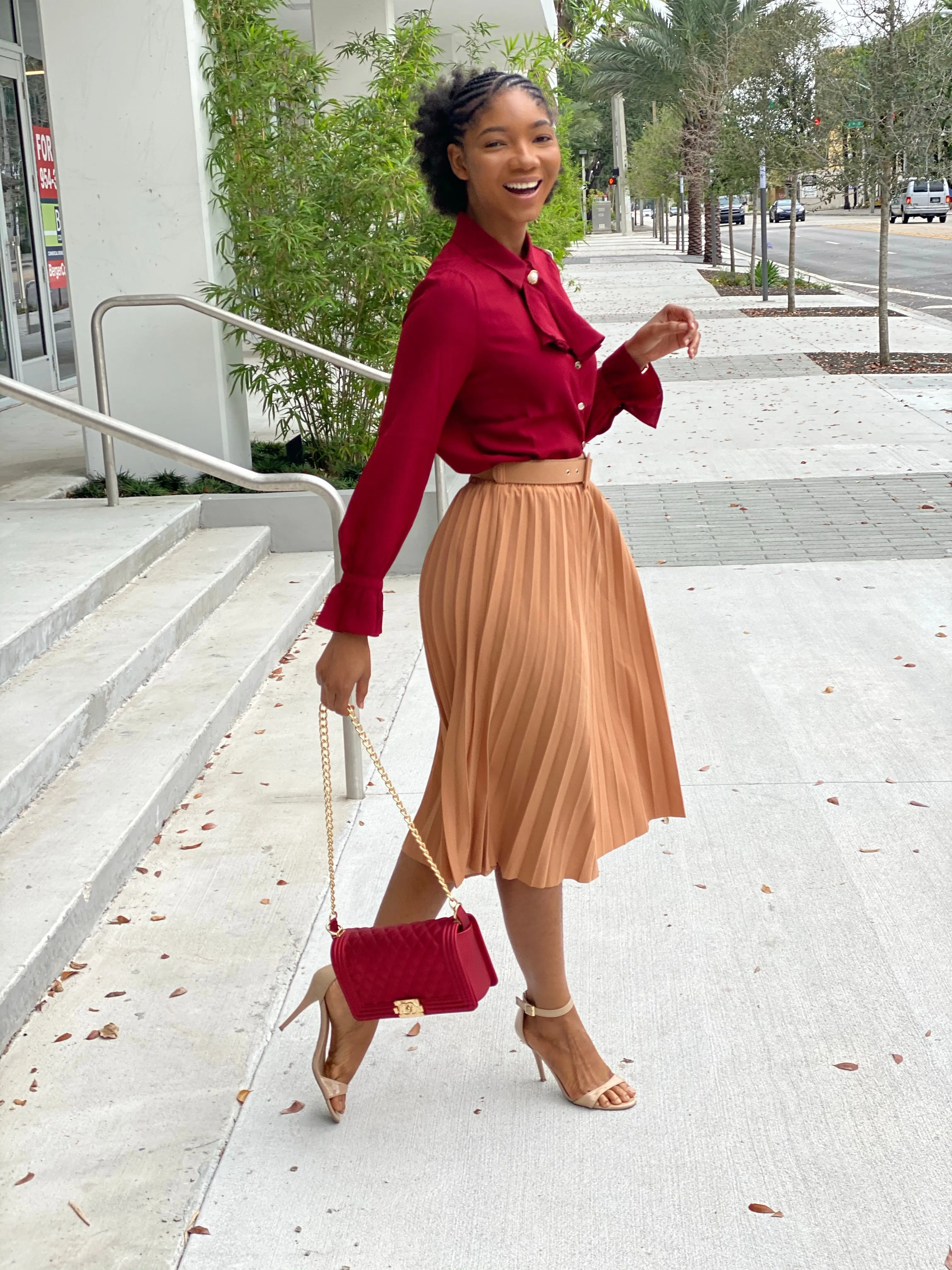 Burgundy bow Blouse