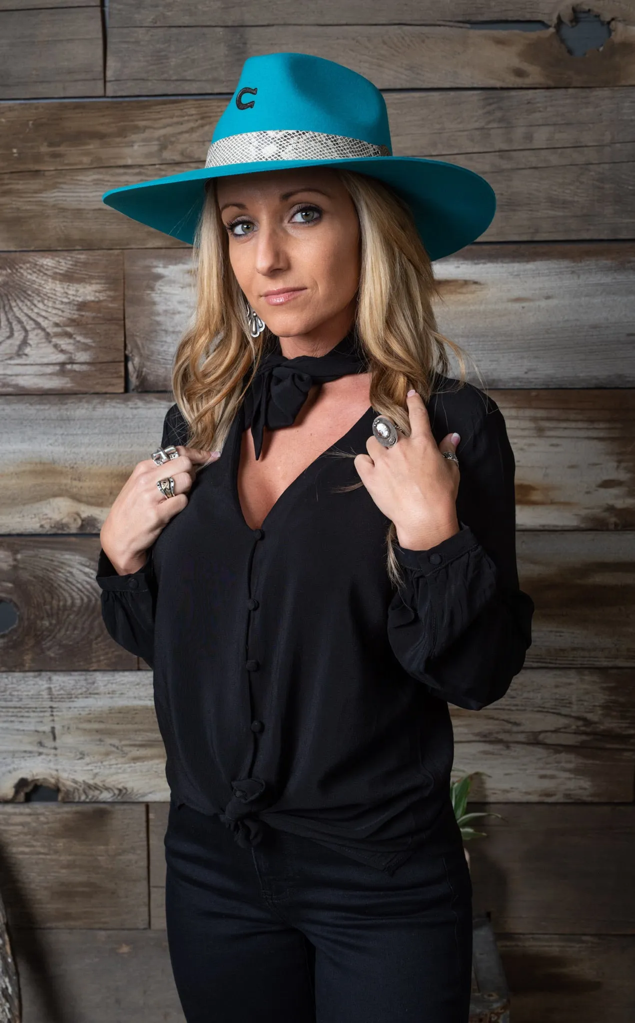 Button Down Blouse with Tie Detail