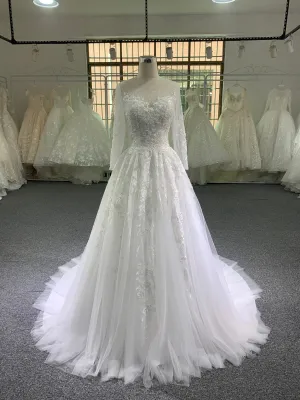 BYG hot saling long sleeves lace beading wedding dress