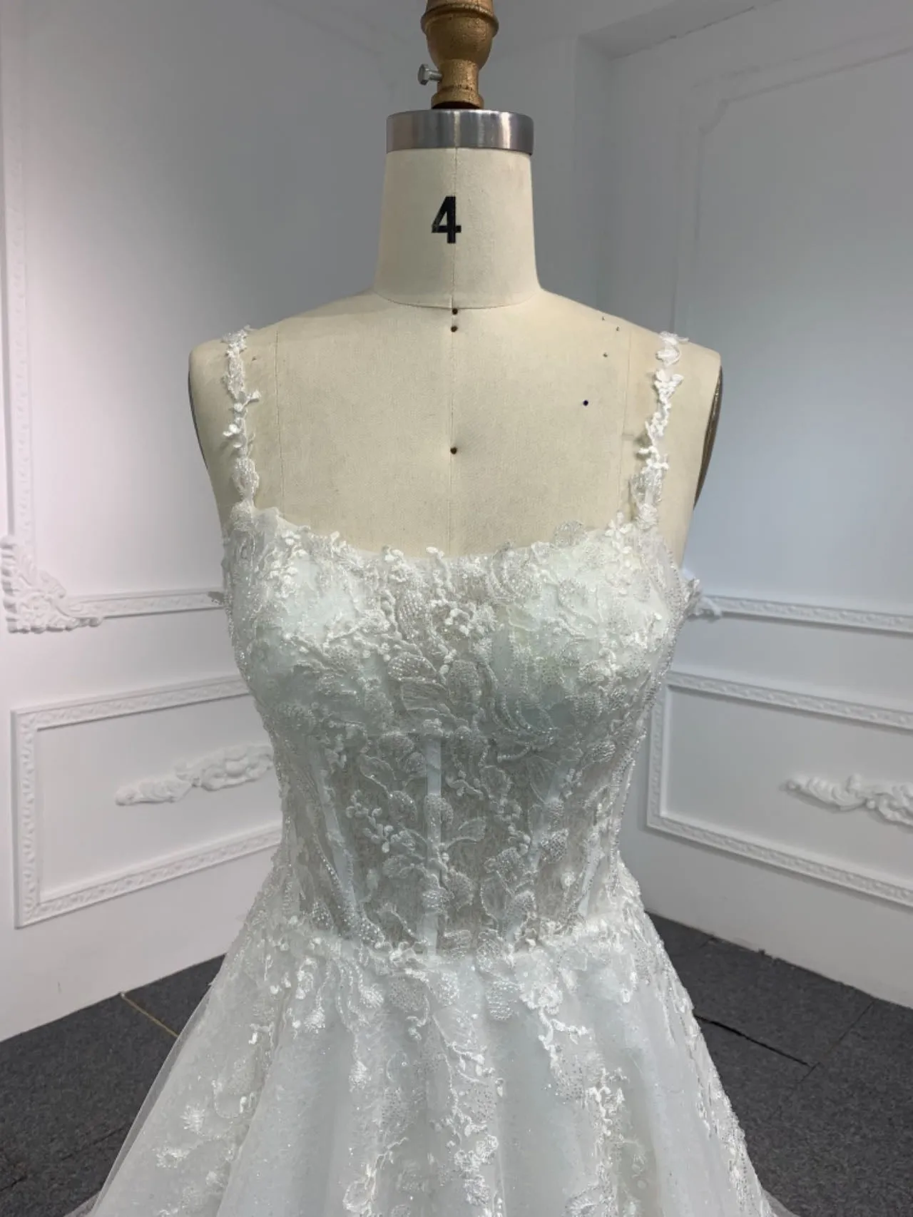 BYG#Y2326 LACE BEADINGS A LINE WEDDING DRESS WITH shawl