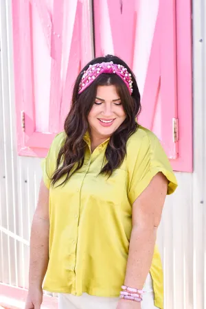 Callie Silky Button Down in Citron