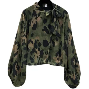 Camouflage Bow-Tie Blouse