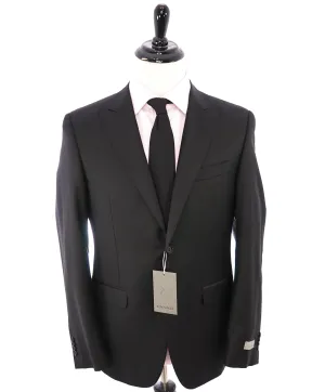 CANALI - Jet Black Peak Lapel Premium Wool Suit - 40R