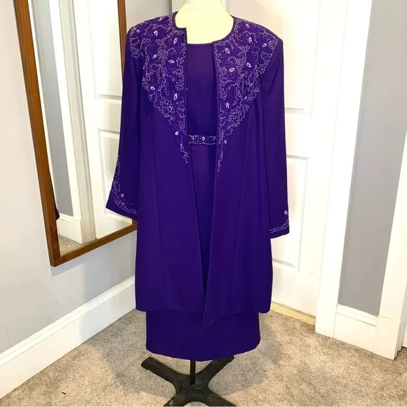 Carissmo Beaded Embroidered 3 piece formal Purple skirt suit