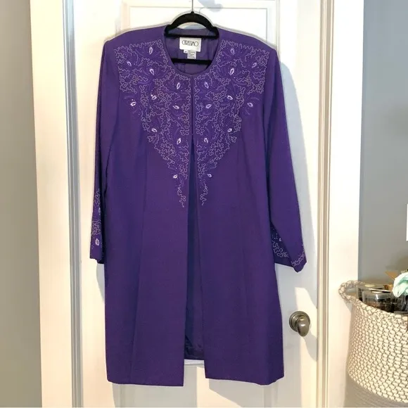 Carissmo Beaded Embroidered 3 piece formal Purple skirt suit