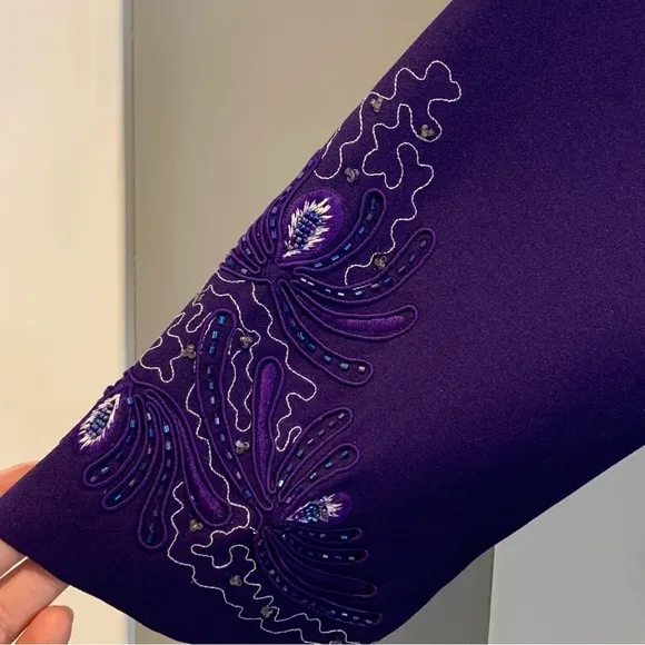 Carissmo Beaded Embroidered 3 piece formal Purple skirt suit