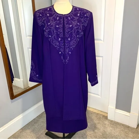 Carissmo Beaded Embroidered 3 piece formal Purple skirt suit