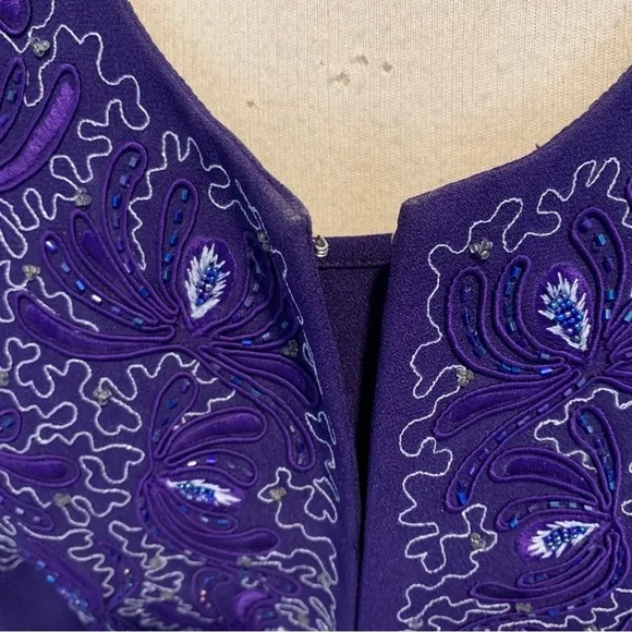 Carissmo Beaded Embroidered 3 piece formal Purple skirt suit