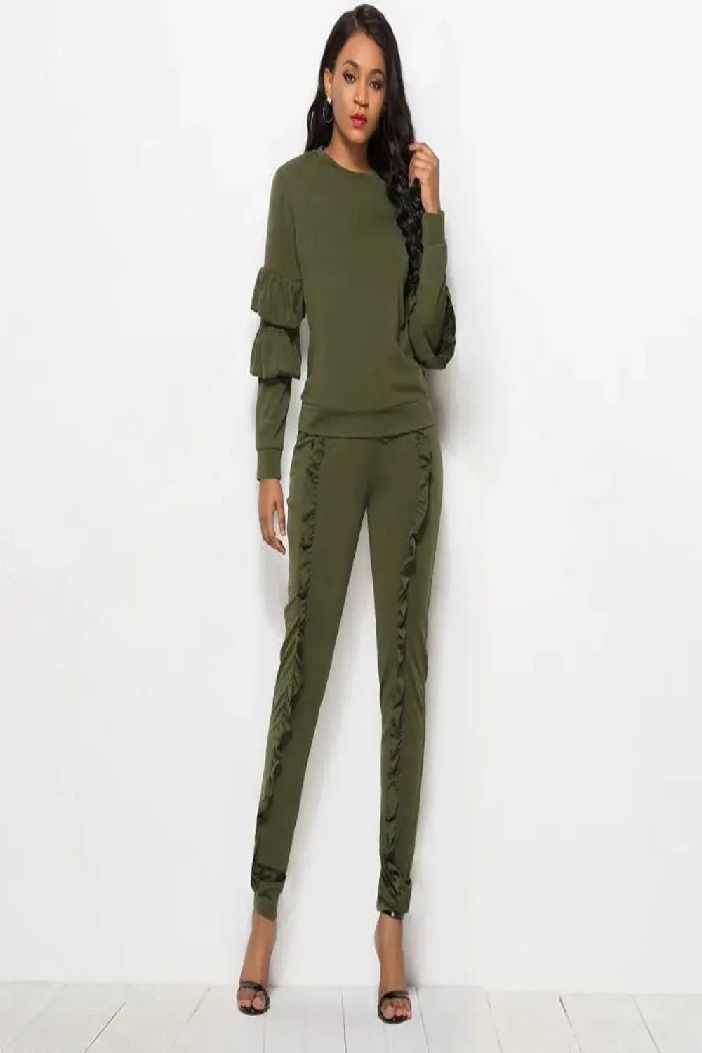 Cascade Ruffle Sleeve and Pants Set