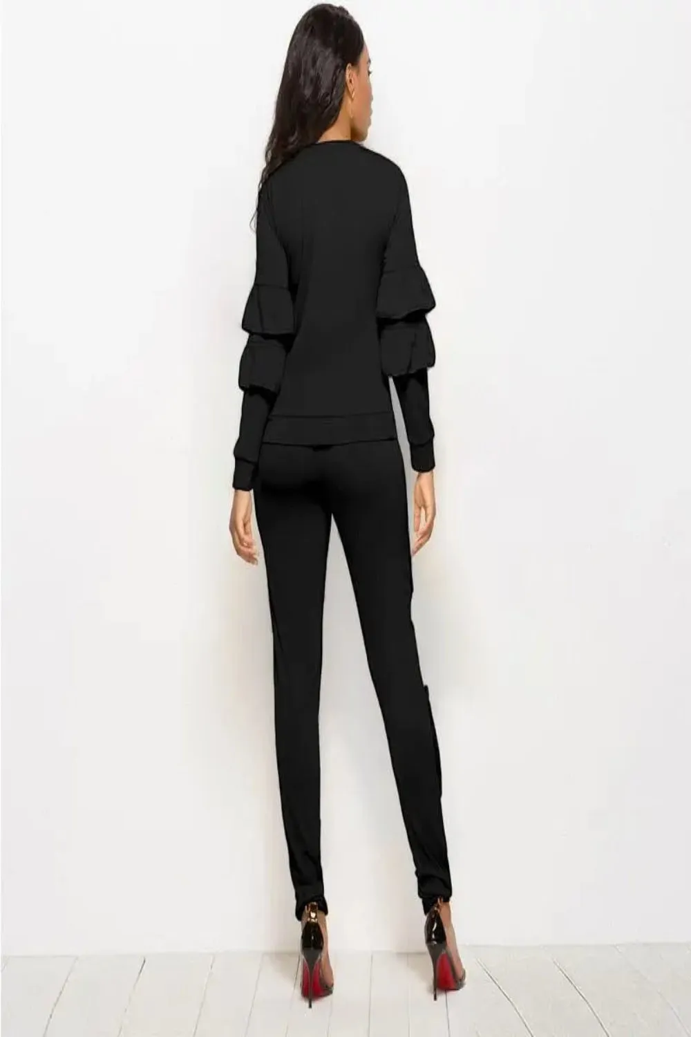 Cascade Ruffle Sleeve and Pants Set