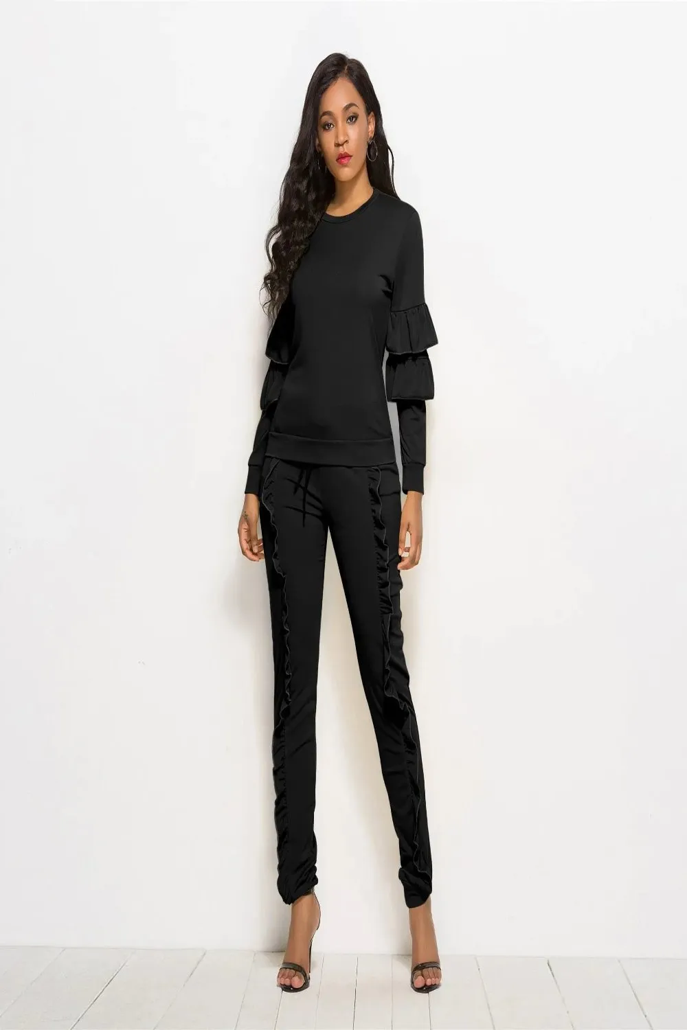 Cascade Ruffle Sleeve and Pants Set