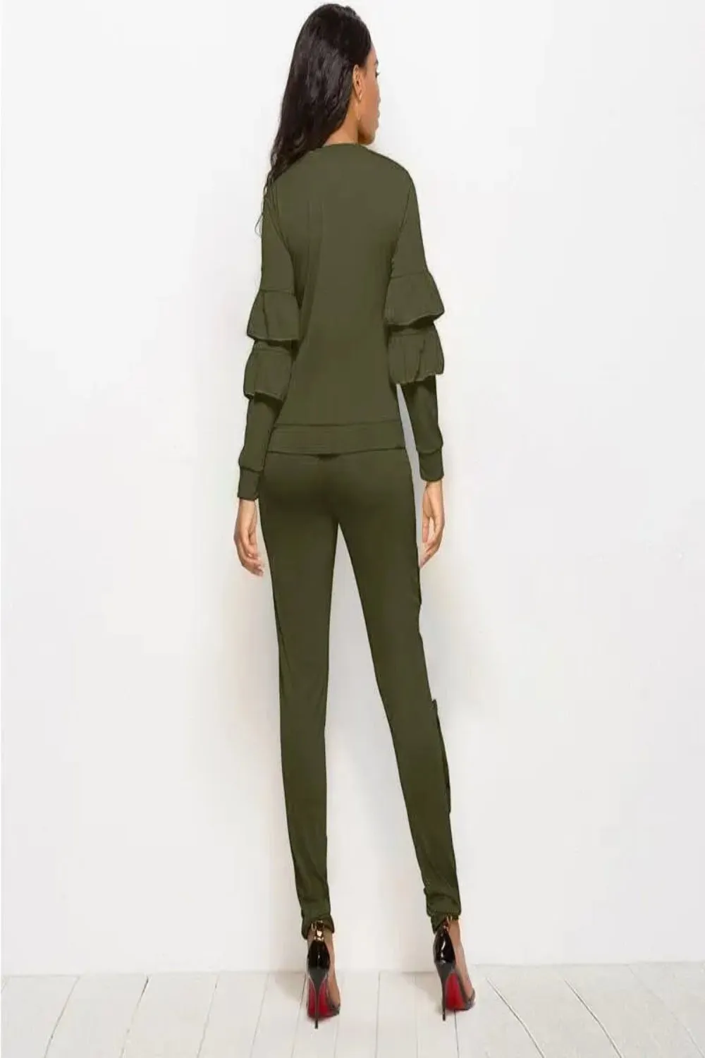 Cascade Ruffle Sleeve and Pants Set