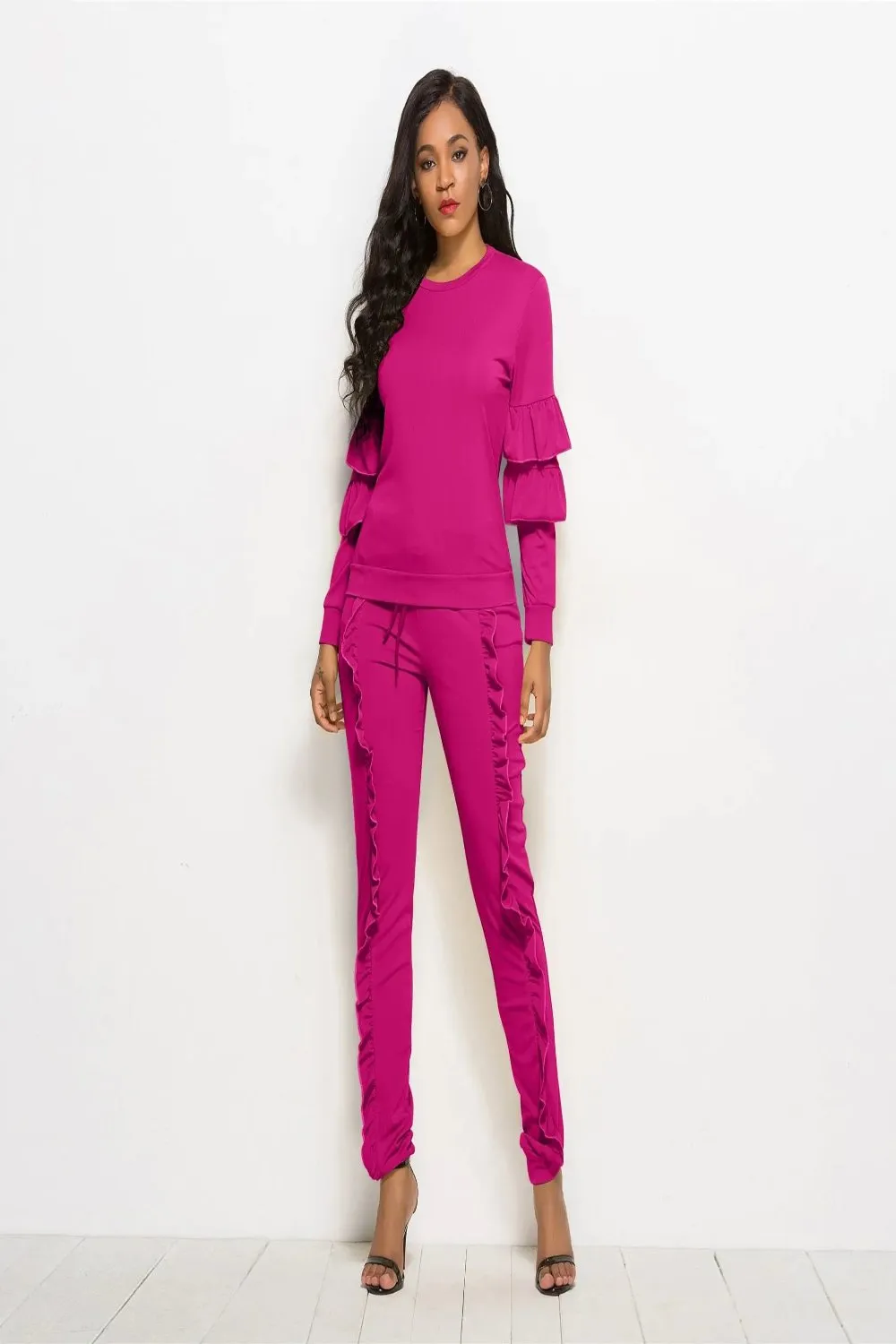 Cascade Ruffle Sleeve and Pants Set