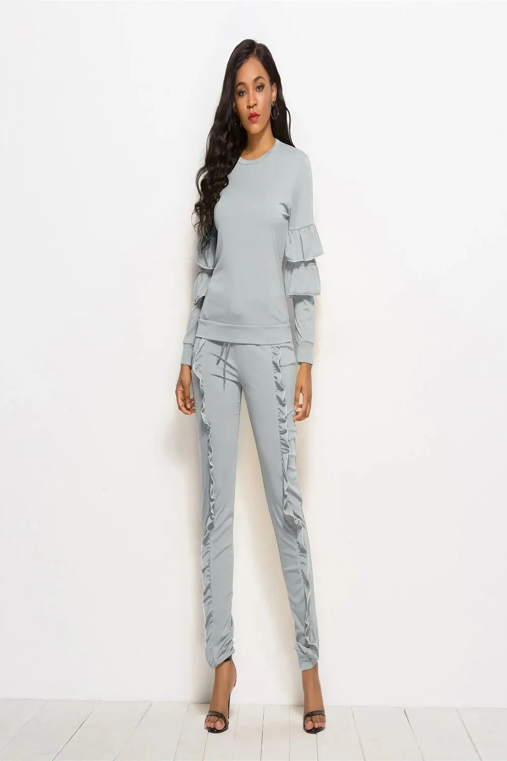 Cascade Ruffle Sleeve and Pants Set
