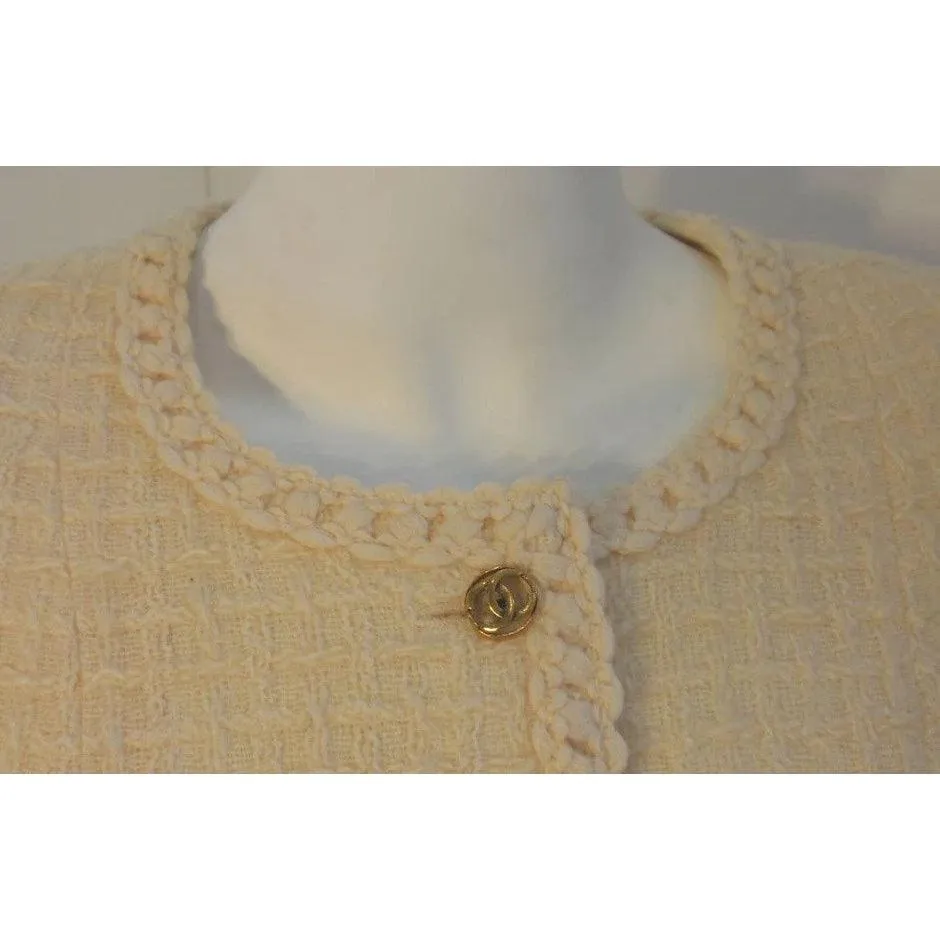 CHANEL 1980s 2 pc Cream Wool Skirt Set | Size 44