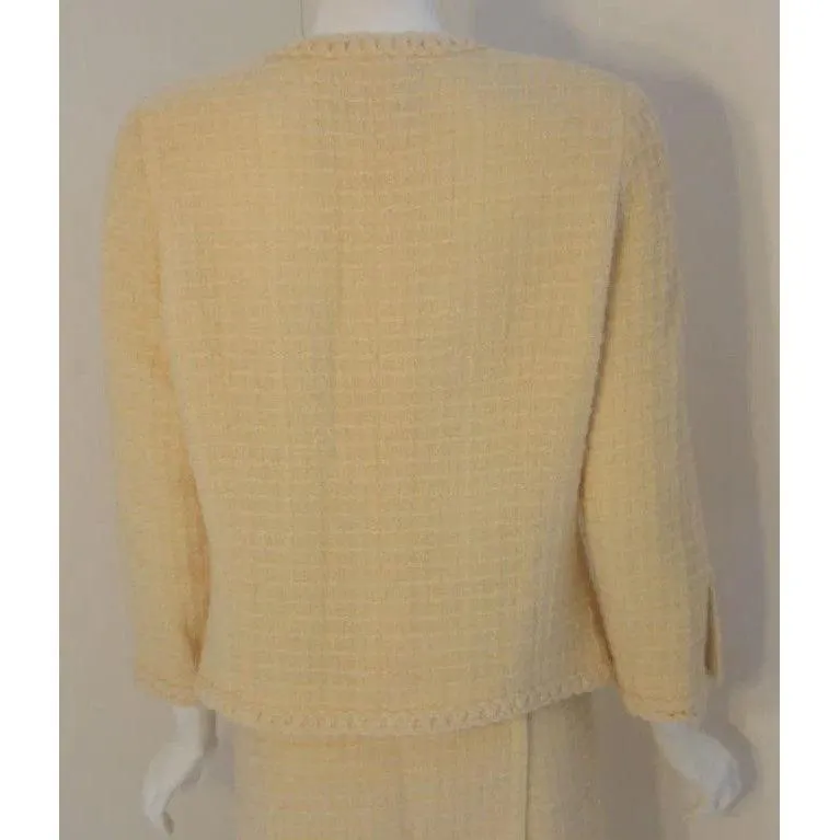 CHANEL 1980s 2 pc Cream Wool Skirt Set | Size 44
