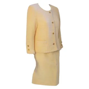 CHANEL 1980s 2 pc Cream Wool Skirt Set | Size 44