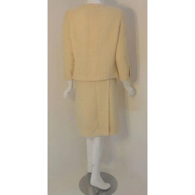 CHANEL 1980s 2 pc Cream Wool Skirt Set | Size 44
