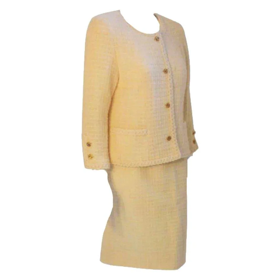 CHANEL 1980s 2 pc Cream Wool Skirt Set | Size 44