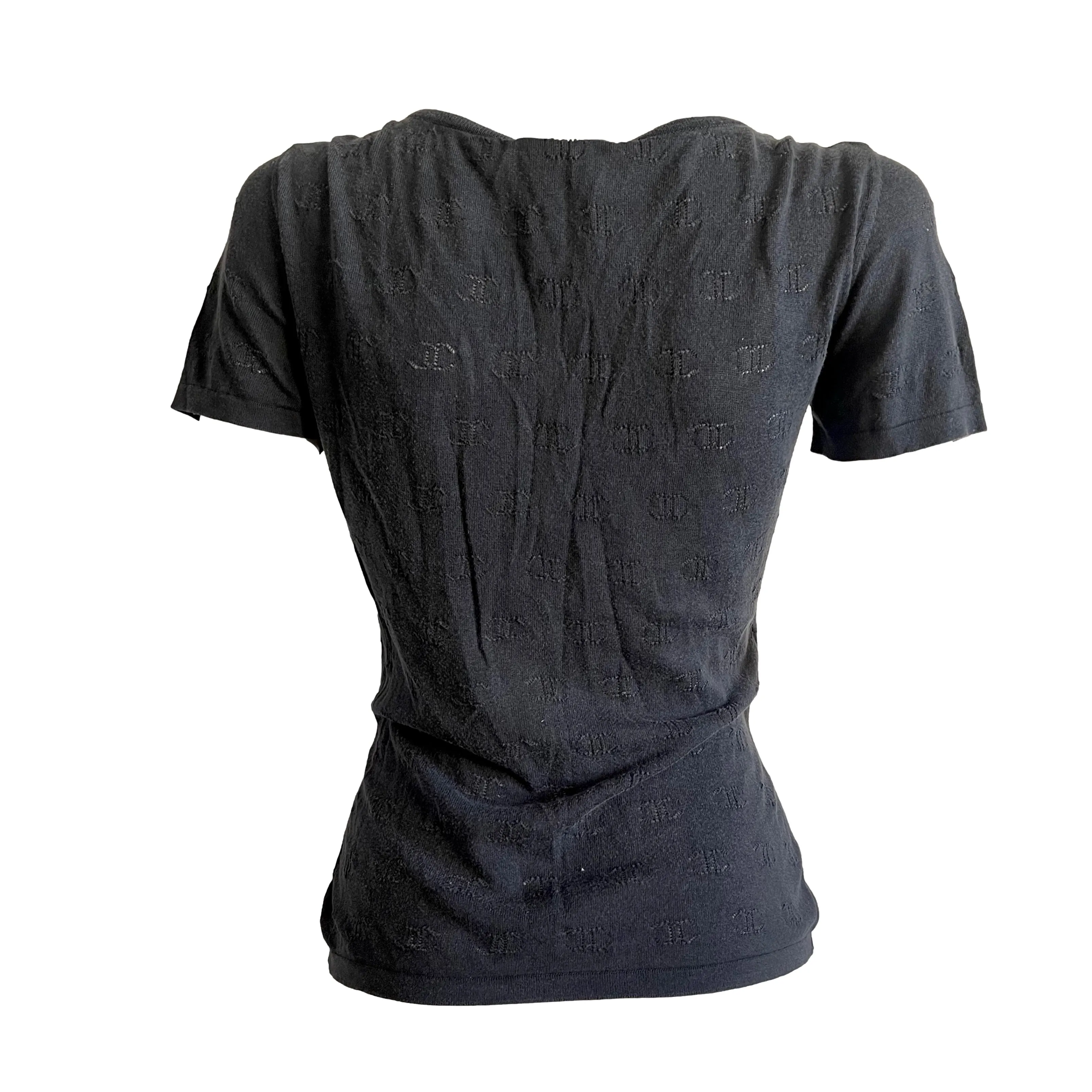 Chanel Black Logo Knit Top